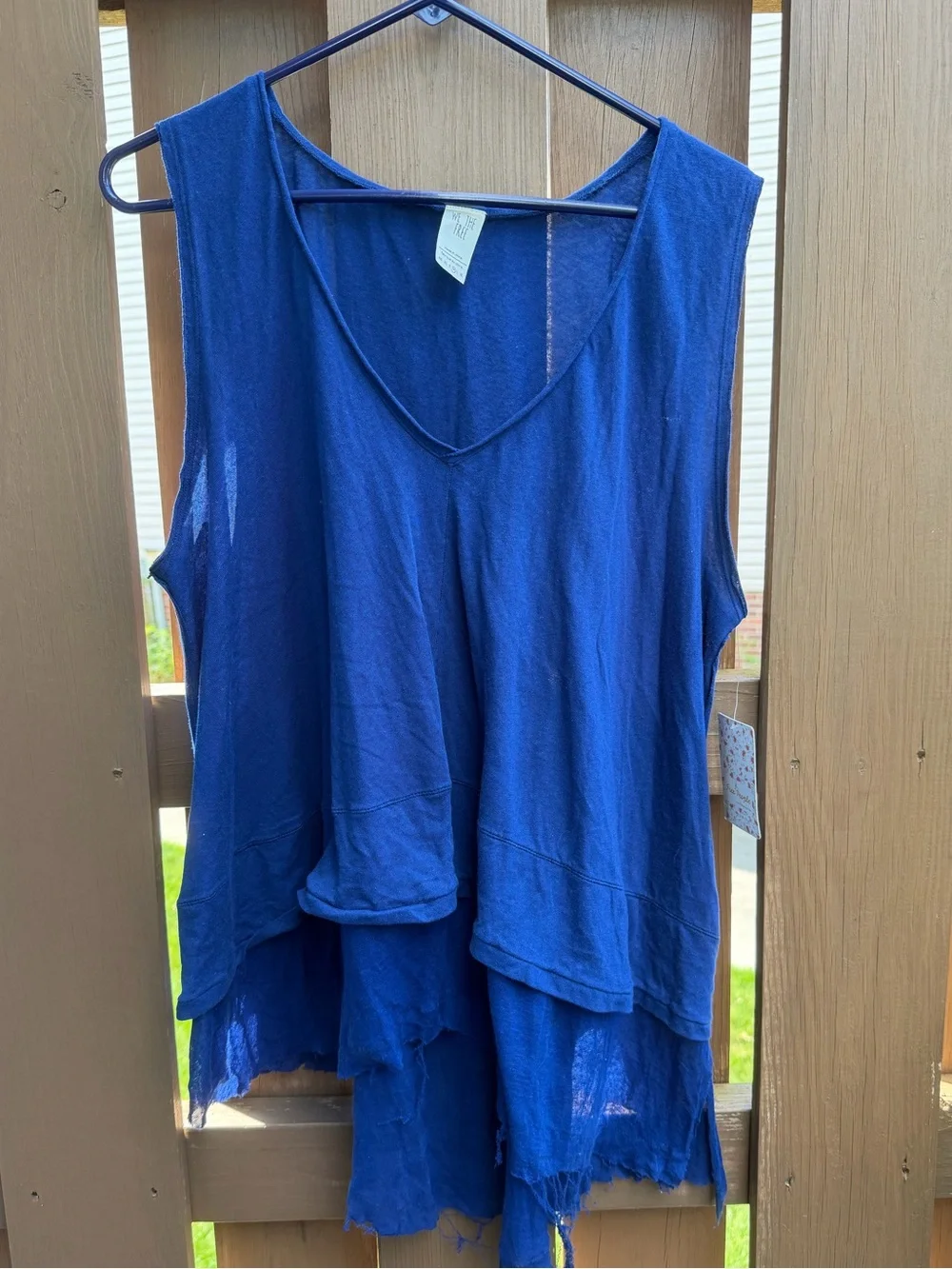 NWT Free People Distressed Peachy tee in blur blue